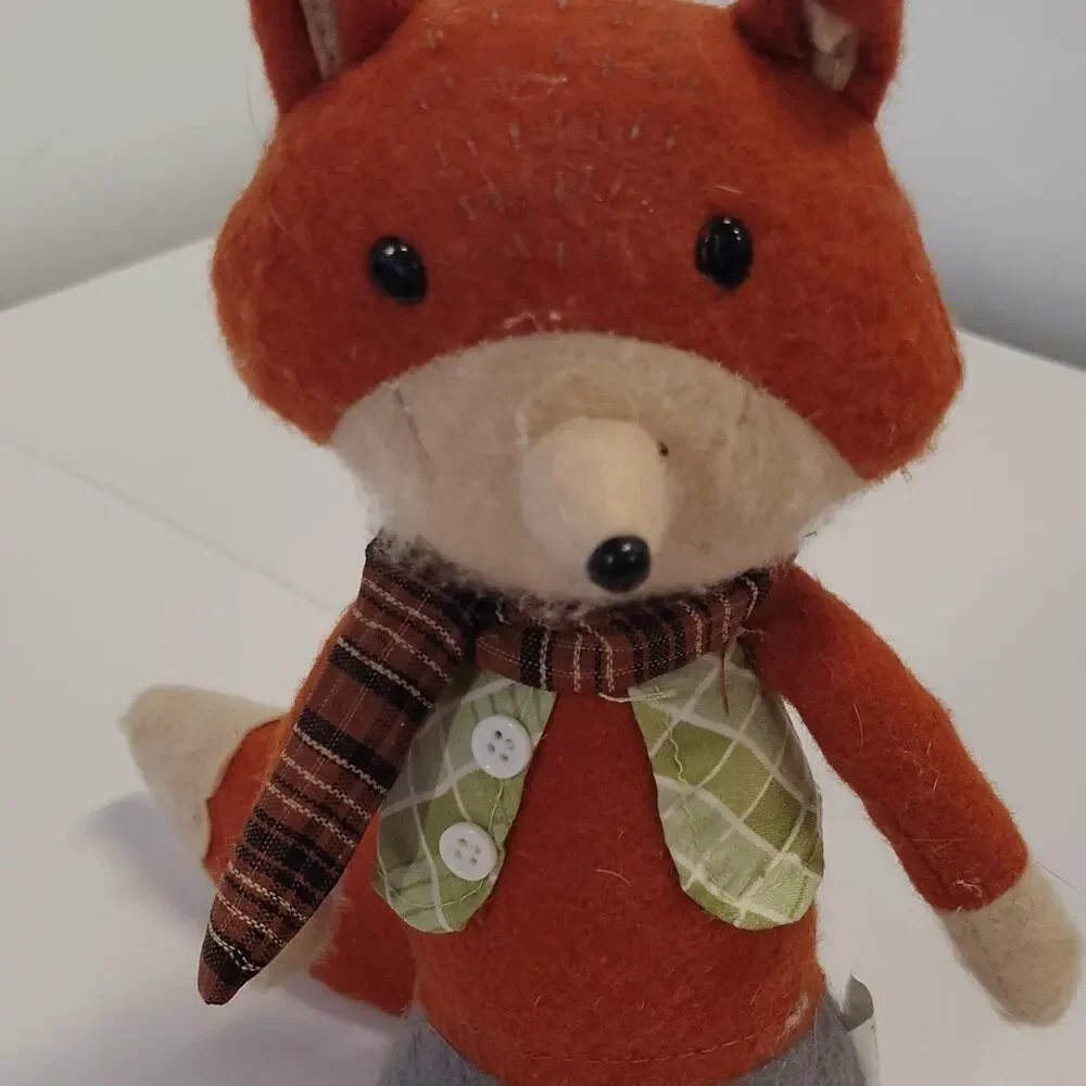 Target Orange Brown Fox Plush Felt Stuffed w/ Scarf Vest Fall Shelf Sitter